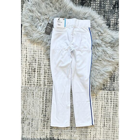 NWT Champro Baseball Pant Youth MED Triple Crown Open Botton White w Blue Stripe - Picture 5 of 6